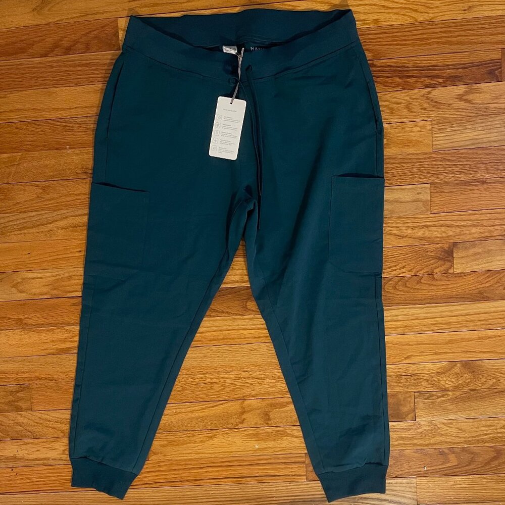 Women's Mandala Scrubs Caribbean Blue 9 Pocket Joggers, Petite Large